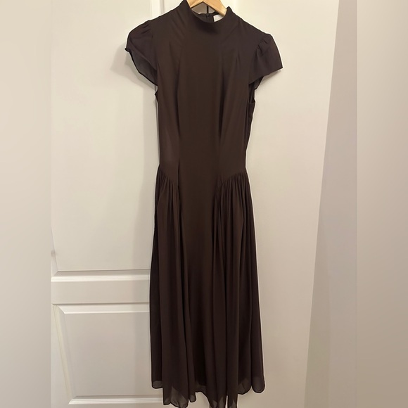 NEW Reformation Maven Midi Dress Full Skirt in Mole Brown | size 6 - Picture 8 of 13
